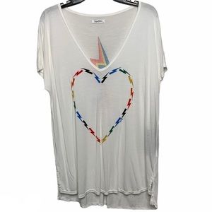 Lauren Moshi Rainbow Lightning Heart V Neck Tee